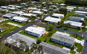 Aerial view of a manufactured home community